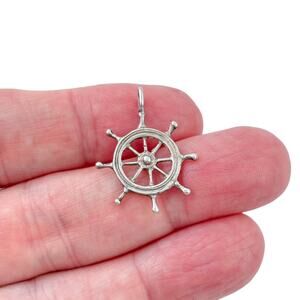 Vintage Sterling Silver 925 Ship Wheel Pendant